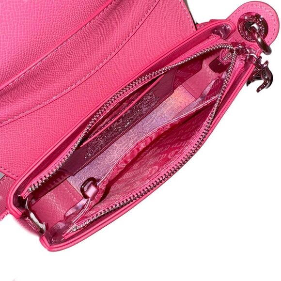 Juicy Couture Hot Pink Faux Leather Jasmine Flap Hobo Bag w/ Metallic Mini Pouch - Picture 13 of 16
